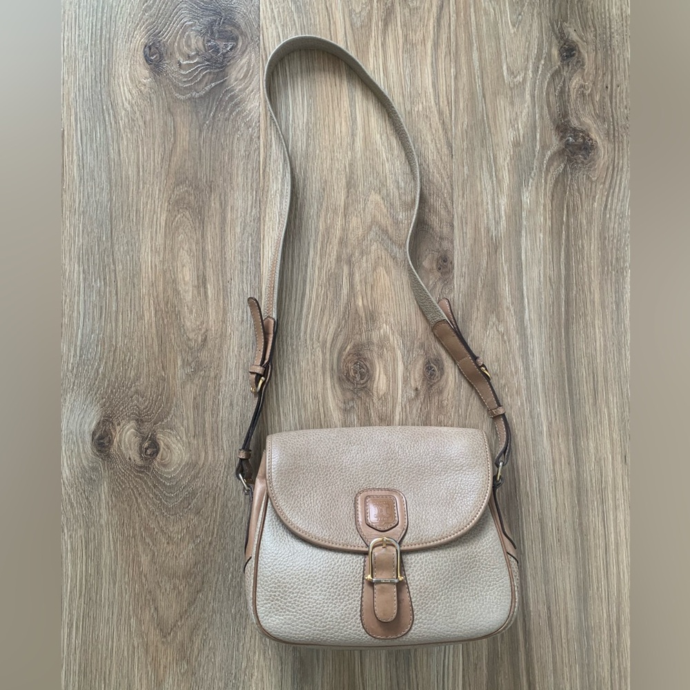 Authentic Celine Paris Vintage Leather Buckle Shoulder Bag Gold Hardware